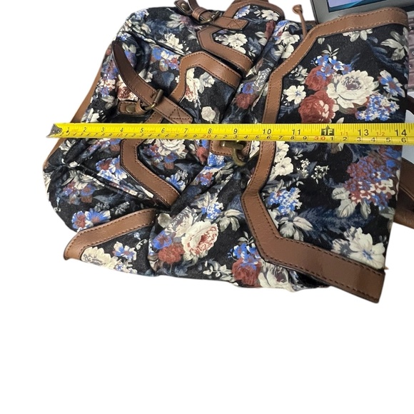 Madden Girl Floral Canvas Backpack with Faux Leather Trim – Boho Vintage Style - Picture 10 of 10